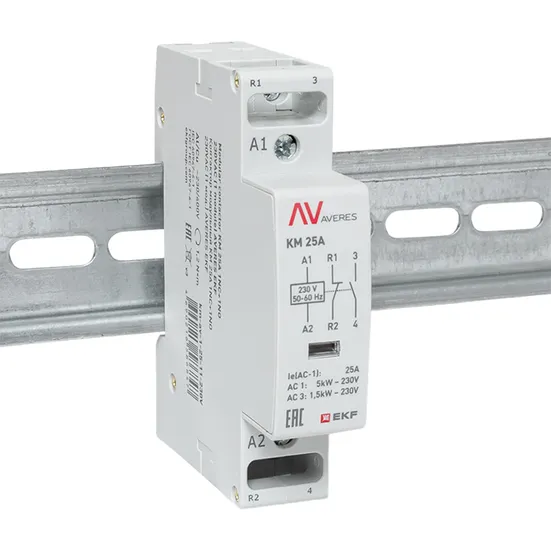 Контактор модульный КМ 25А 1NC+1NO 230VAC (1 мод.) AVERES EKF