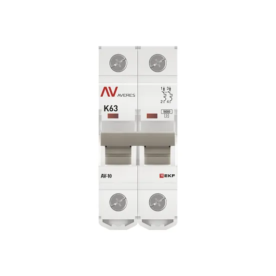 Выключатель автоматический AV-10 2P 63A (K) 10kA EKF AVERES