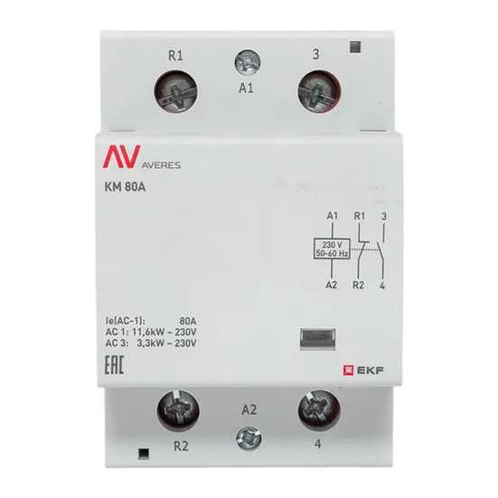 Контактор модульный КМ 80А 1NC+1NO 230VAC (3 мод.) AVERES EKF