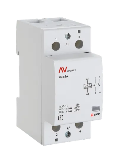 Контактор модульный КМ 63А 1NC+1NO 110VAC (2 мод.) AVERES EKF