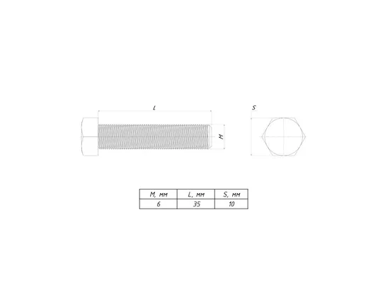 Болт шестигранный М6х35 DIN 933 INOX EKF