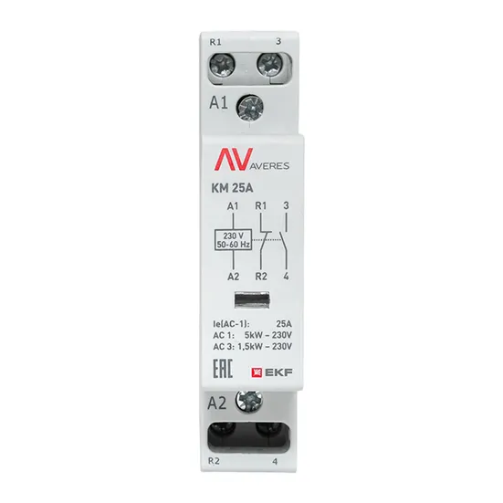 Контактор модульный КМ 25А 1NC+1NO 230VAC (1 мод.) AVERES EKF