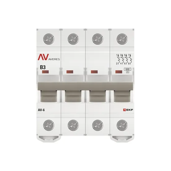 Выключатель автоматический AV-6 4P 3A (B) 6kA EKF AVERES