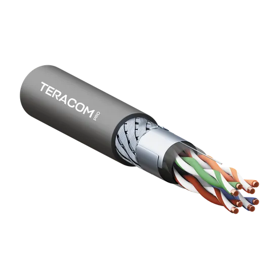 Кабель витая пара TERACOM PRO Cat.5E SF/UTP для промышленного Ethernet проводник 4 пары 19x0,1мм 26AWG оболочка полиуретан -40°C – +80°C цвет черный (упак. 305м)