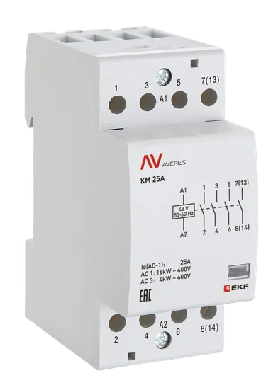 Контактор модульный КМ 40А 2NО 24VAC (2 мод.) AVERES EKF