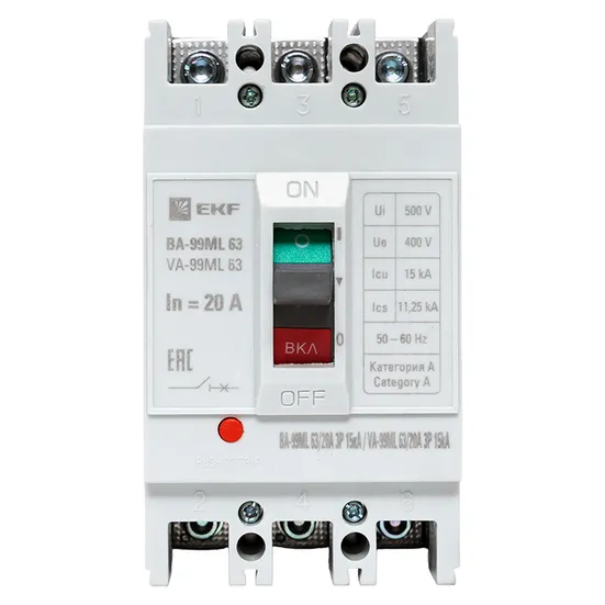 Автоматический выключатель ВА-99МL 63/ 20А 3P 15кА EKF Basic