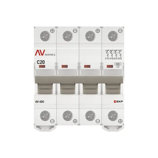 Выключатель автоматический AV-6 DC 4P 20A (C) 6kA EKF AVERES