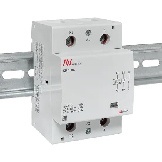 Контактор модульный КМ 100А 1NC+1NO 230VAC (3 мод.) AVERES EKF