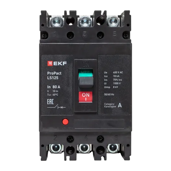Автоматический выключатель LS125 18кА 3P 80А ProPact EKF