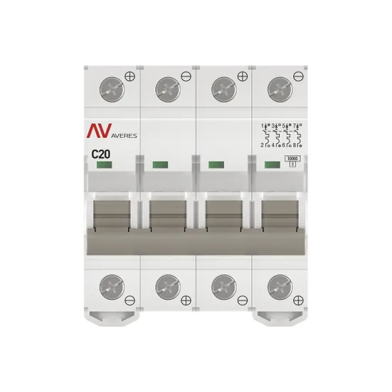 Выключатель автоматический AV-10 DC 4P 20A (C) 10kA EKF AVERES