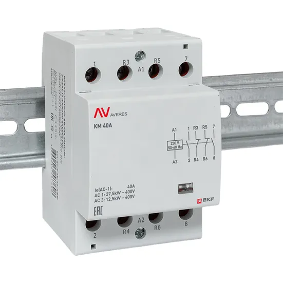 Контактор модульный КМ 40А 2NO+2NC 230VAC (3 мод.) AVERES EKF