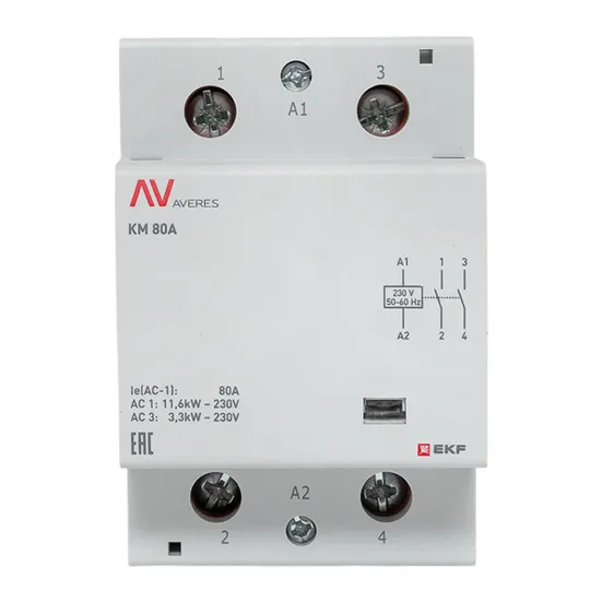 Контактор модульный КМ 80А 2NО 230VAC (3 мод.) AVERES EKF