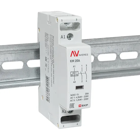 Контактор модульный КМ 20А 2NО 230VAC (1 мод.) AVERES EKF