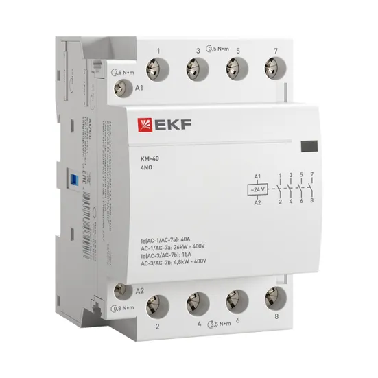 Контактор модульный КМ 40А 4NО (3 мод.) 24В АС EKF PROxima