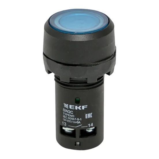 Кнопка SW2C-10D с подсветкой синяя NO EKF PROxima