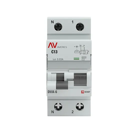 Дифференциальный автомат DVA-6 1P+N 13А (C) 30мА (AC) 6кА EKF AVERES