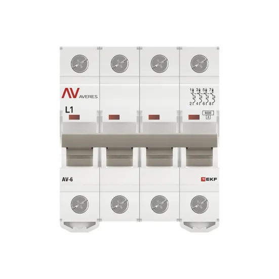 Выключатель автоматический AV-6 4P 1A (L) 6kA EKF AVERES