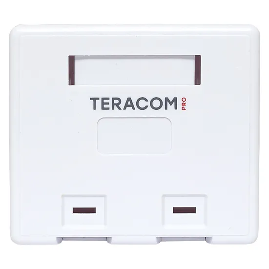 Корпус настенной розетки TERACOM PRO на 2 модуля Keystone со шторками и маркерами белый