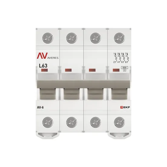 Выключатель автоматический AV-6 4P 63A (L) 6kA EKF AVERES