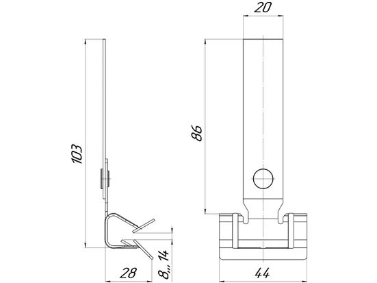 Зажим балочный 8-14 мм с пластиной TDZ EKF