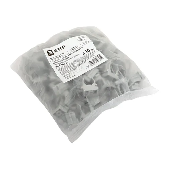 Крепеж-клипса для монтажного пистолета d16 мм (100 шт) серая EKF-Plast