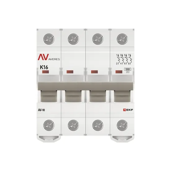 Выключатель автоматический AV-10 4P 16A (K) 10kA EKF AVERES