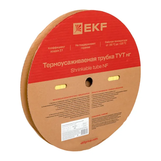 Термоусаживаемая трубка ТУТ нг 16/8 желтая рулон EKF PROxima