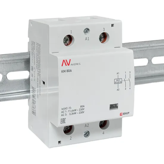 Контактор модульный КМ 80А 2NО 230VAC (3 мод.) AVERES EKF
