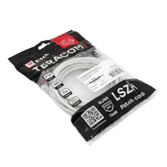 Патч-корд TERACOM PRO Cat.5E экранированный FTP оболочка LSZH серый (5,0м)
