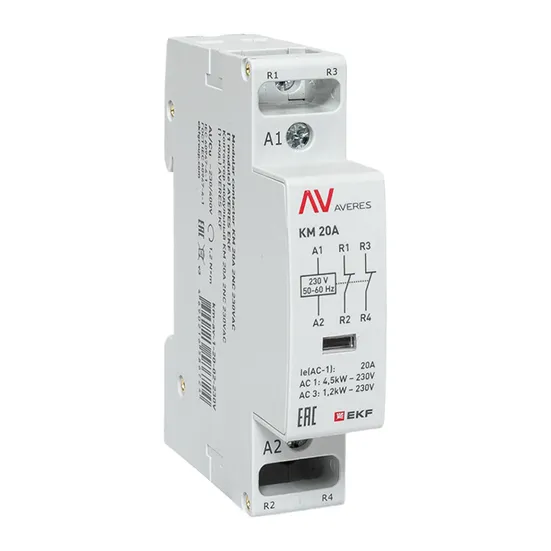 Контактор модульный КМ 20А 2NC 230VAC (1 мод.) AVERES EKF