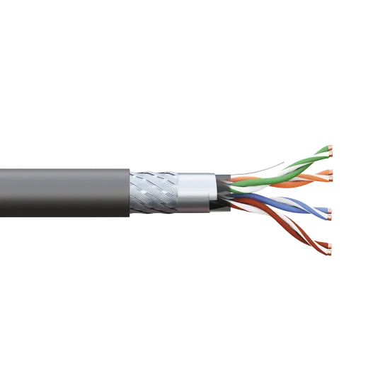 Кабель витая пара TERACOM PRO Cat.5E SF/UTP для промышленного Ethernet проводник 4 пары 19x0,1мм 26AWG оболочка полиуретан -40°C – +80°C цвет черный (упак. 305м)