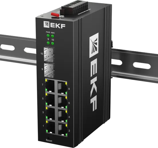 Промышленный управляемый коммутатор уровня L2 TSX-ML2-2GH/SFP-8GT, 2 порта 2.5G Base-X SFP, 8 портов 10/100/1000Base-T(X) RJ45, монтаж на динрейку TSX EKF