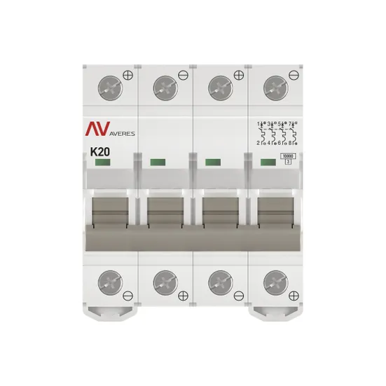 Выключатель автоматический AV-10 DC 4P 20A (K) 10kA EKF AVERES