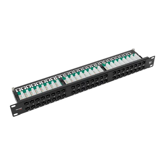 Патч-панель высокой плотности TERACOM PRO 19'' Cat.5E 1U неэкранированная UTP 48 портов RJ-45 Dual IDC с органайзером