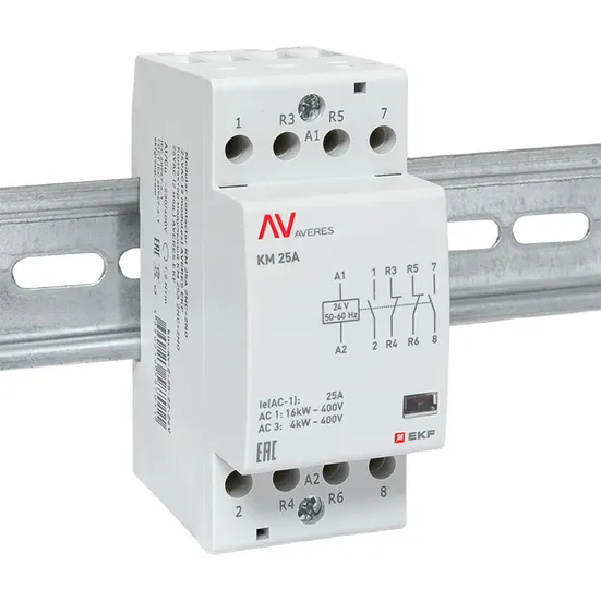Контактор модульный КМ 25А 2NC+2NO 24VAC (2 мод.) AVERES EKF