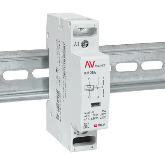 Контактор модульный КМ 25А 2NО 24VAC (1 мод.) AVERES EKF
