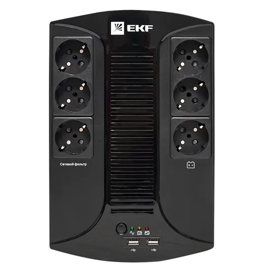 ИБП E-Power Home 800 ВА , 480Вт, 6хSchuko, 2xUSB Charger, USB,RJ11