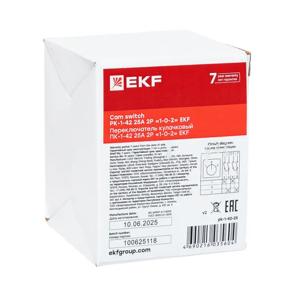 Переключатель кулачковый ПК-1-42 25А 2P "1-0-2" EKF PROxima