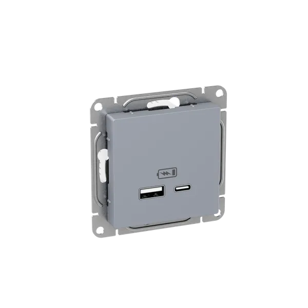 Механизм розетки USB-A+С, алюминий Эпика EKF