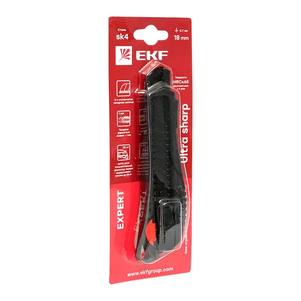Нож строительно-монтажный 18 мм НСМ-50 (18мм)(SK4) Heavy Duty (до 25 кг) EKF Expert