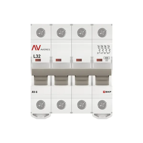Выключатель автоматический AV-6 4P 32A (L) 6kA EKF AVERES