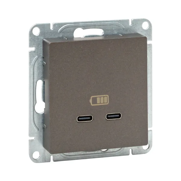 Механизм розетки USB-C - 2шт, мокко Эпика EKF