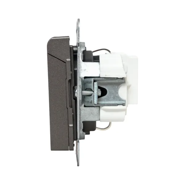 Механизм розетки, 16А, IP44, с заземлением, со шторками, c крышкой, мокко Эпика EKF