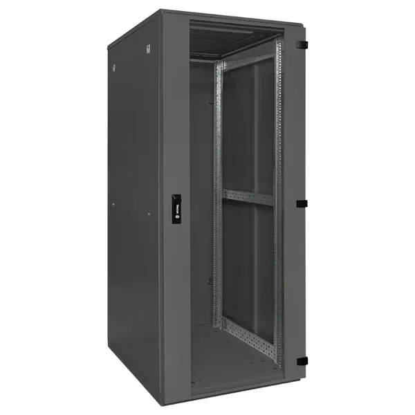 Шкаф напольный 19" TERACOM PRO 42U 600x600 мм двери стеклянная с замком-ручкой и металлическая чёрный
