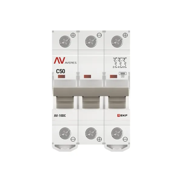 Выключатель автоматический AV-10 DC 3P 50A (C) 10kA EKF AVERES