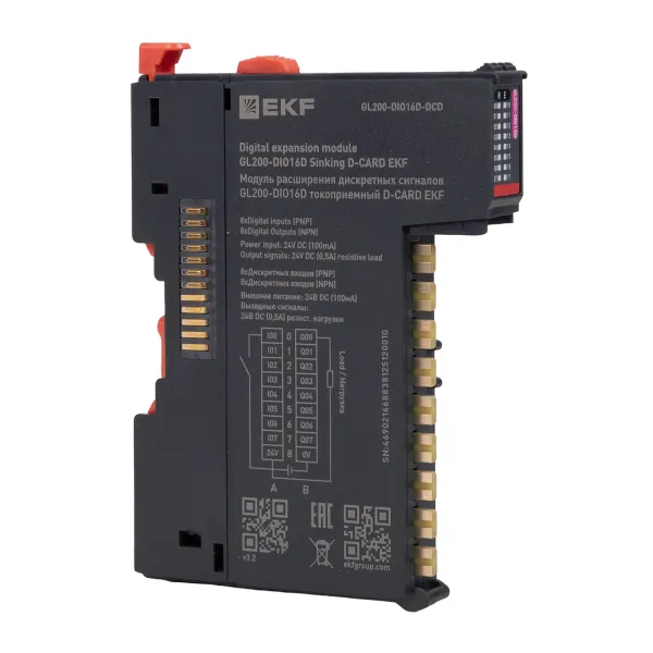Модуль расширения дискретных сигналов GL200-DIO16D токоприемный D-CARD EKF