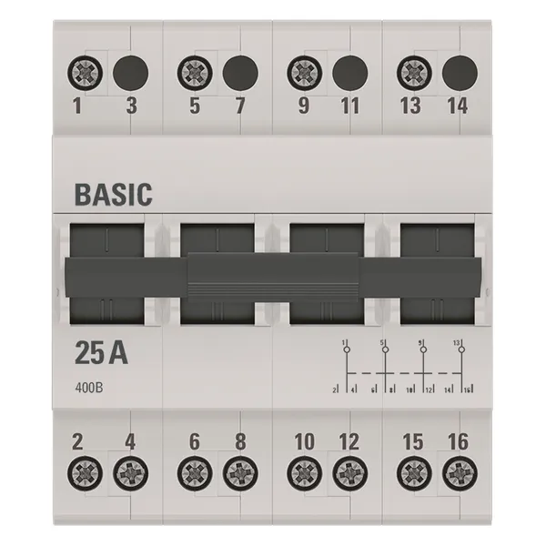 Трехпозиционный переключатель 4P 25А Basic