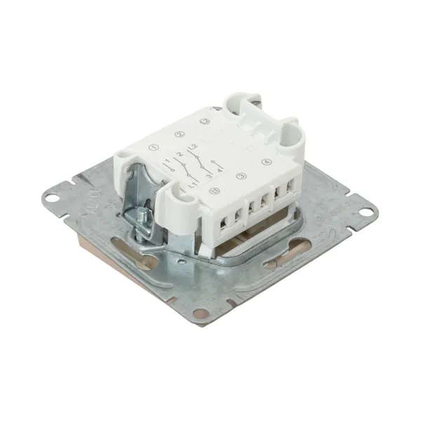 Механизм выключателя, двухклавишный, проходной, кремовый Эпика EKF