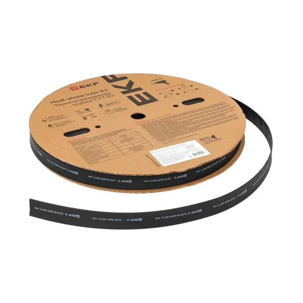 Термоусаживаемая трубка ТУТ нг 18/9 черная рулон EKF PROxima