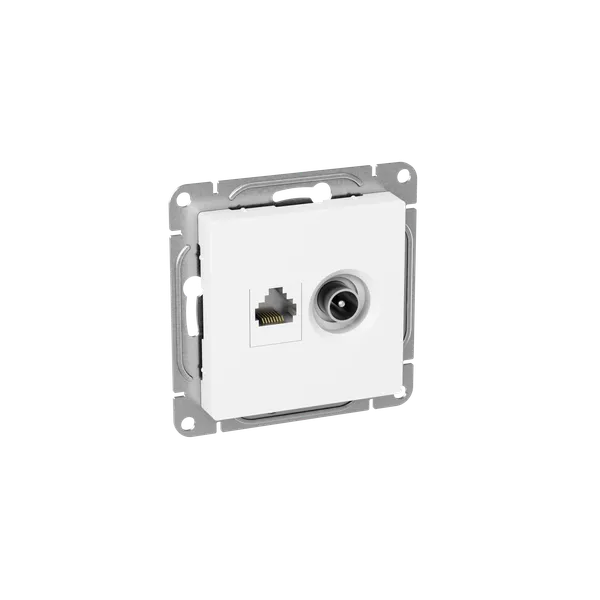 Механизм розетки TV+RJ45 (cat5), белый Эпика EKF
